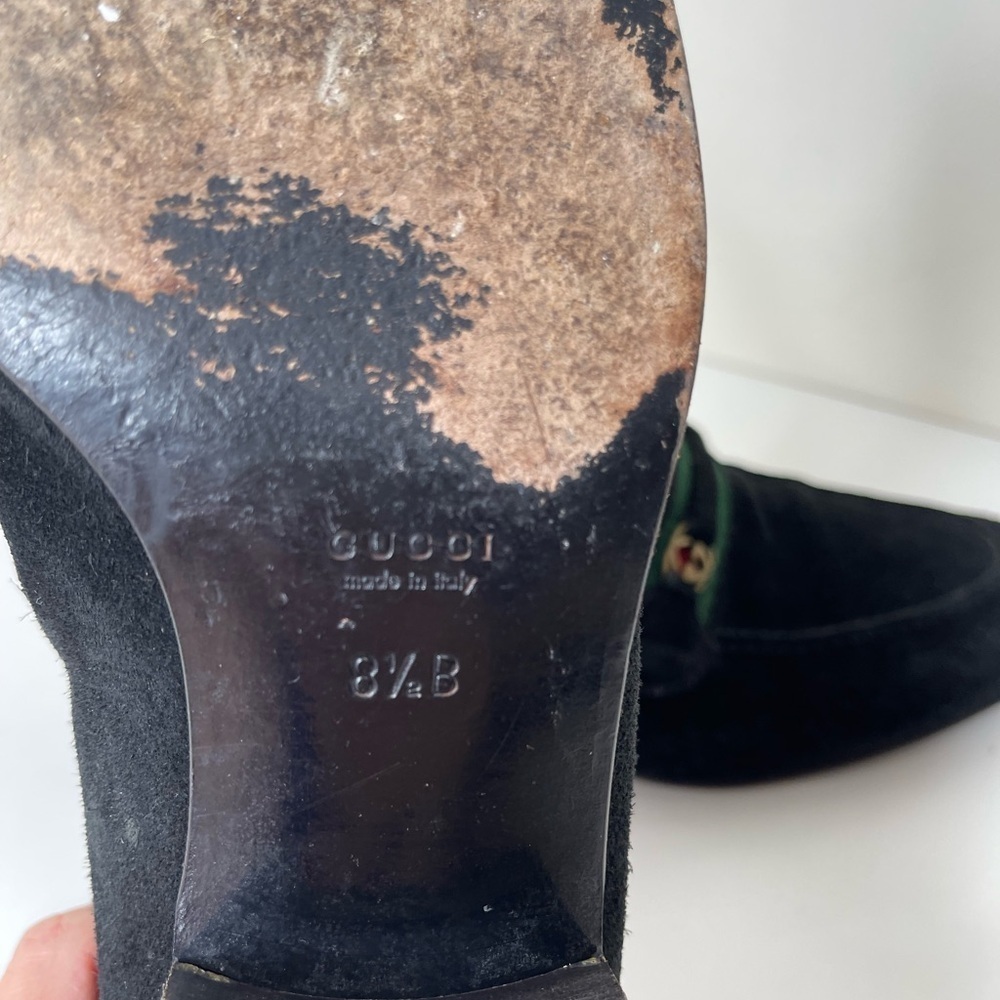 GUCCI GG Horsebit Web loafers black suede preppy  LOGO VTG designer school - Picture 12 of 13